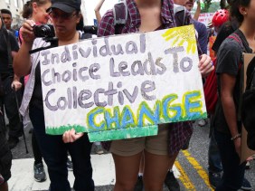 Climate change protest sign Over 300,000 people attended the People's Climate March.