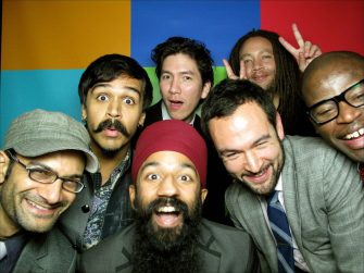 FFC13 Red Baraat Red Baraat band members mug for the camera
